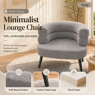 Vanity Chair Modern Sherpa Round Back Single Sofa Bedroom Cloakroom Makeup Room Soft Cozy Space Saving