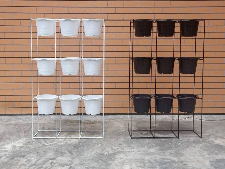 สวนแนวตั้งพร้อมกระถาง 9 ใบ 60x100 ซม. สีขาว