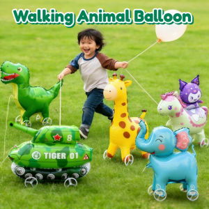 Walking Animal Balloon with Wheels Dinosaur Balloon Toy Birthday Party Decor Kids Outdoor Play Toys
