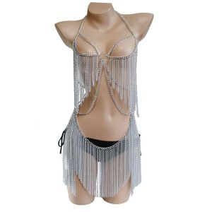 Cross-border AliExpress best-selling multi-layer chest chain for women bikini chest accessory tassel chain nightclub performance body chain set