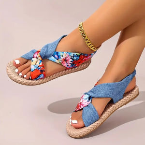 Free Shipping WomenS 2026 New Style Sandals Plus-Size With Elastic Straps Flat Soles Open-Toe Design Lightweight Suitable For Outdoor Wear Beach Sandals WomenS Summer Shoes