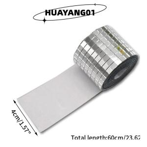 HUAYANG01 [2023 new HOT FASHION] 4x100cm Gương Gạch Mosaic Dán DIY tự dính Mini Vuông Acrylic tường Sticker Craft Đảng trang trí nội thất