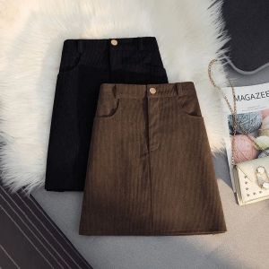 COD black corduroy skirt large size fat mm autumn and winter hip-wrapped womens A-shaped skirt thin versatile one-step skirt short skirt 2026 new product