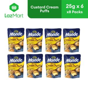 Monde Special Cream Puffs Custard 25g x 6 - Pack of 8