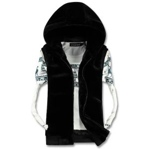 2026Mens Winter Thicken Plush Vest Sleeveless Hooded Loose Casual Jacket Soft Warm Faux Fur Couple Waistcoat Trend Men Clothing2026