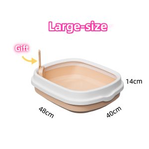 【Ship in 24 hours】Semi Enclosed  Cat Litter Box With Scoop，Prevent splashing， Easy to clean Cat Toilet Large Tray CAT & PET
