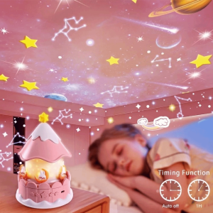YOUSHI TOP Xoay Đèn ngủ chiếu sao Ánh sáng dịu nhẹ Những giai điệu nhẹ nhàng Hộp nhạc xoay vòng Quà tặng bất ngờ Dễ vận hành Đèn chiếu Trẻ em