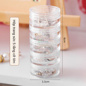 Hộp Nhựa Acrylic Trong Suốt 5 Tầng Xoay 360 Độ Đựng Trang Sức Để Bàn Tiện Dụng