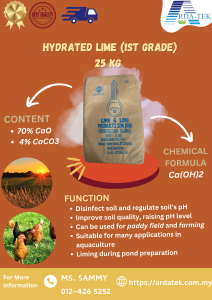 Kapur pertanian/penternakan | HYDRATED LIME (1ST GRADE) x 25kg | Kapur panas | Sawah padi | Kawal pH tanah