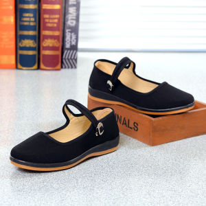 [Free Shipping] Canvas Shoes Mom Shoes Retro Style Suitable For Square Dancing Breathable Easy-To-Wear Plain Color Ideal For Hotel Staff And Formal Occasions