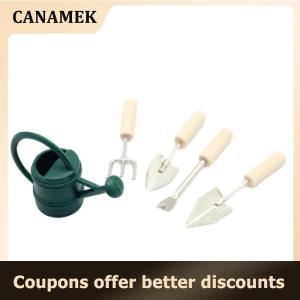【 CANAMEK 】 1:12 Dollhouse Miniature Garden Tool Watering Can Farm Tools Gardening Set Kettle Shovel Fork Outdoor Courtyard Model Decor Toy