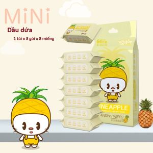 [HCM] Túi 8 Gói Khăn Giấy Ướt Mini Bỏ Túi Chính Hãng Nội Địa Trung Siêu Đáng Yêu (64 Tờ)