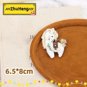 zhuheng Dễ Thương Vải màu hồng kẻ sọc Pony phim hoạt hình thú nhồi bông thêu động vật Trâm accessor cho phụ kiện quần áo