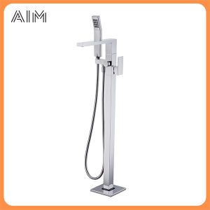 AIM Floor Standing Bathtub Faucet 360° Rotating Spout Hot Cold Mixer with Hand Shower