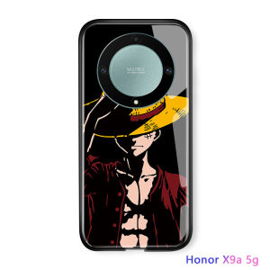 Hontinga Casing Case For Honor X9A 5G Case Luxury Soft Edge Anime Casing Luffy Glossy Casing Tempered Glass Phone Case Shockproof Back Cover Casing Hard Case For Boys For Girls