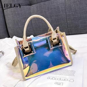 IELGY womens korean style transparent fashion one shoulder small square bag