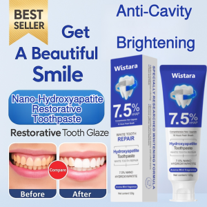 Nano Hydroxyapatite Toothpaste Fluoride Free Toothpaste Stain Removal Whitening Toothpaste Remineralizing Anti-Cavity Brightening Fresh Breath Dental Care纳米羟基磷灰石修复牙膏