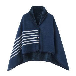 5Style Wearable Plaid Fleece Blanket Nap Blanket Office Shawl With Button Thick Warm Throw Blanket