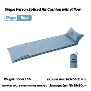 Naturehike Self-Inflating Mattress with Portable Folding Pillow for 1-2 Person Automatic Inflatable cushion Comfortable Thicken Spliced Sleeping Pad