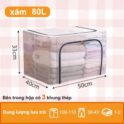 Hộp Vải Đựng Quần Áo Túi Vải KHUNG THÉP 170L Túi Đựng Quần Áo gấp hộp chơi chăn màn đồ đa năng storage box chống ẩm cao cấp hộp lưu trữ