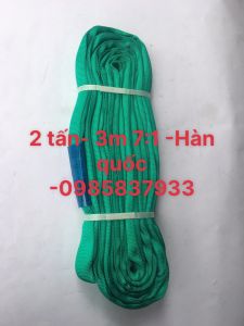 Dây cẩu hàng bản tròn 2 tấn 3 m tiêu chuẩn 7:1 Hàn Quốc dùng móc buộc cẩu kéo an toàn hiệu quả