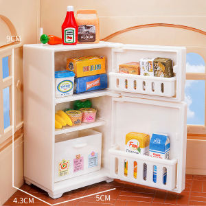 Doll House Miniature Kitchen Mini Fridge Toy Forest Family Simulation Food Children Play House Toys
