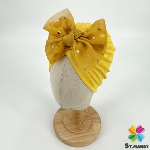 MD หมวกบีนนี่ผ้าโพกหัวประดับโบว์ หมวกเด็กแรกเกิดโบว์ใหญ่ น่ารักเกินปุยมุย   baby hat