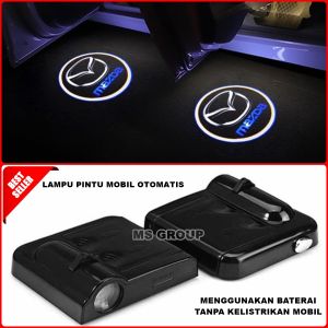 Lampu Pintu Mobil Logo LED MAZDA Isi 2pcs Variasi Otomatis Proyektor Nyala Saat Pintu Terbuka BB