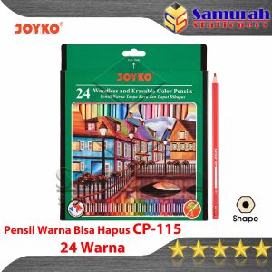 Pensil Warna Joyko CP 115 24 Warna Panjang ( Bisa Hapus ) / Color Pencil 24 Colours Erasable CP-115