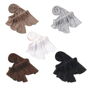 Luxury Embroidered Mercerized Cotton Head Cover Scarf For Ladies Soft Rhinestones Accented Shawl Comfortable Daily Wear