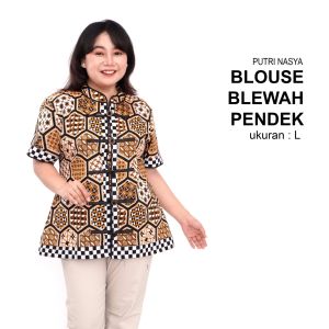 Blouse Big Size Wanita Atasan Batik Jumbo S-M-L-XL-2L-3L-4L-5L-6L-7L Model Blus Jumbo Kerja Batik / Atasan Kantor Big Size Kantor Wanita / Blouse Seragam Kantor Formal Kekininan