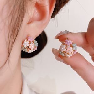 LL Fashionable colorful flower pearl flower basket elegant summer earrings ES64837