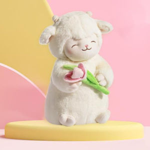Childrens Sweet White Sheep Plush Toys Soft Plush Toys Tulips Cute Animal Gifts for Birthdays and Christmas