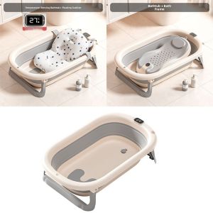 MECOME ไวต่ออุณหภูมิแบบดิจิตอล อ่างอาบน้ำเด็ก ใหญ่ แบบพับได้ อ่างอาบน้ำเด็กอัจฉริยะ ใหม่ แบบพกพา อ่างอาบน้ำสำหรับทารกแรกเกิด ครัวเรือน