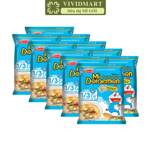 [SET 10 GÓI] - ACECOOK - Mì gói Doraemon 2 vị: Doraemon bò cuộn phô mai và Doraemon tôm gà tỏi phi (62g - 63g/gói) - Mì trẻ em - Mì Doremon bổ sung canxi - Mì Doraemon gói
