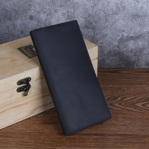 Royal Bagger Genuine Cow Leather Men Long Wallets Crazy Horse Leather Phone Bag Retro Fashion Purse for Man Card Clip Clutch Bags Card Holder
