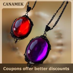 【 CANAMEK 】 Vampire Bat Necklace Blood Cameo Purple Gothic Jewelry Black Bat Witch Accessories Pagan Alternative Vintage Choker Man