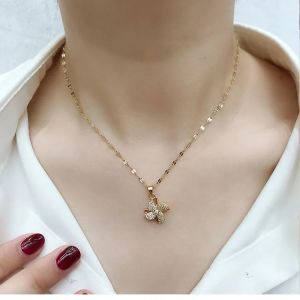 Yukis Gold Color Windmill Pendant Necklace AAA Cubic Zirconia Pave Titanium steel Crystal Necklace for Women Men Fashion Jewelry Gift