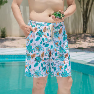 2023 New Couple Swimwear Dress Style plus-Sized plus-Sized er Slimming Cover Belly Swimsuit Female Mens Beach Shorts