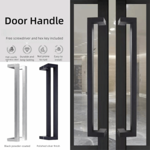 KLICKKRATE ความยาว 60 ซม. ที่จับประตู ท่อสี่เหลี่ยม นержักรส ความหนาของด้ามจับ ใหม่ ทนต่อการสึกหรอ ที่จับประตูกระจก ประตูไม้ ประตูโลหะ