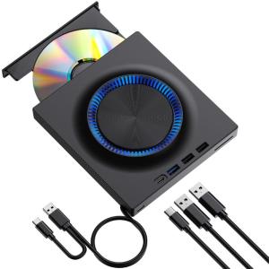 ไดรฟ์ภายนอกแบบมัลติฟังก์ชั่นที่มีพอร์ตในตัว USB3.0ชนิด C สำหรับพีซีแล็ปท็อปรูปแบบการบันทึก DvdRW