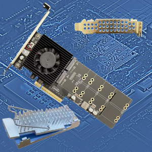 4Port NVMe SSDs Expansion PCIe4.0 X8 Interfaces 16GB/s Bandwidth Plugs And Play Installation With Thermals Solution