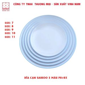 Dĩa Cạn SaiKoo P0103 Nhiều Kích Thước 18–28cm – Đĩa Nhựa Melamin Tròn Dùng Cho Gia Đình Quán Ăn