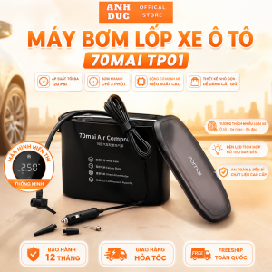 Máy Bơm Lốp Xe Ô Tô 70mai TP01Bơm Hơi Mạnh Mẽ Tự Động Ngắt An ToànDây Nguồn Dài 3.7M Kèm 3 Đầu Van