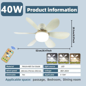 36W 100% Ori 3 In 1 Kipas Angin Plafon Lampu Gantung E27 Lampu Kepala Kipas Lampu Flush Mount untuk Kamar Tidur Kantor Bisa COD Benih