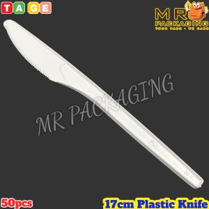 170mm Plastic Knife - White [ 50pcs± ] 17cm Disposable Cutlery - Pisau Plastik