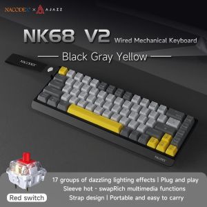 AJAZZ NK68V2 Single-Mode Wired Mechanical Keyboard Portable Gaming Keyboard RGB Hot-Swappable PC Lightweight Mechanical Keyboard2026