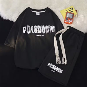 Trendy new casual suit with loose five-quarter sleeves Japanese-style summer stylish five-quarter pants for men artistic and fashionable