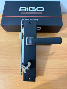 HANDLE PINTU RUMAH 1 SET HITAM DOFF MINIMALIS 25CM / 1 SET KUNCI PINTU RUMAH KOTAK / HENDEL PINTU HITAM