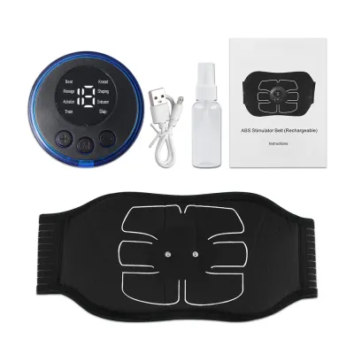 Suolaer EMS Abdominal Toning Belt Electric Muscle Stimulation Muscle Toner Portable Fitness Massager Waist Trainer Body Slimming Shaping
